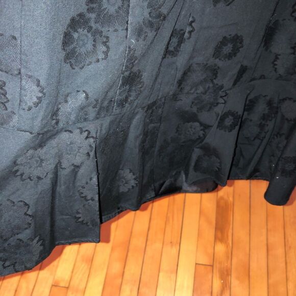 MORGANE LE FAY SIZE MEDIUM BLACK COTTON SQUARE NECK DRESS WITH POCKETS - Picture 6 of 8